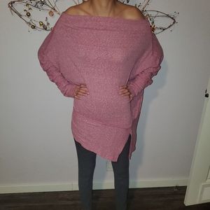 Free people off shoulder london tunic in a mauve color